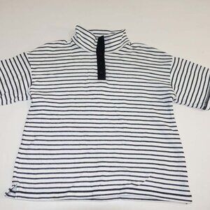 Talbots Women's Short Sleeve Sweater Shirt Size XL White Black Striped Pullover